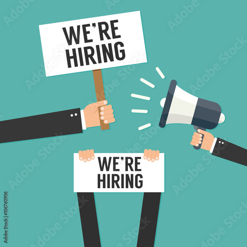 Hand holding we are hiring