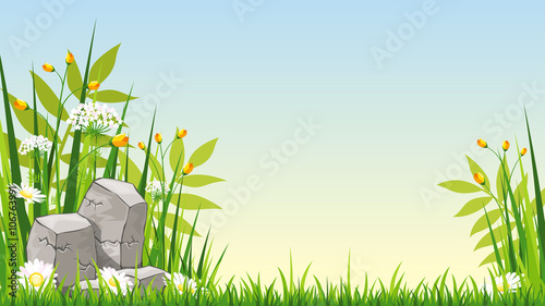 Illustration of a landscape with stones