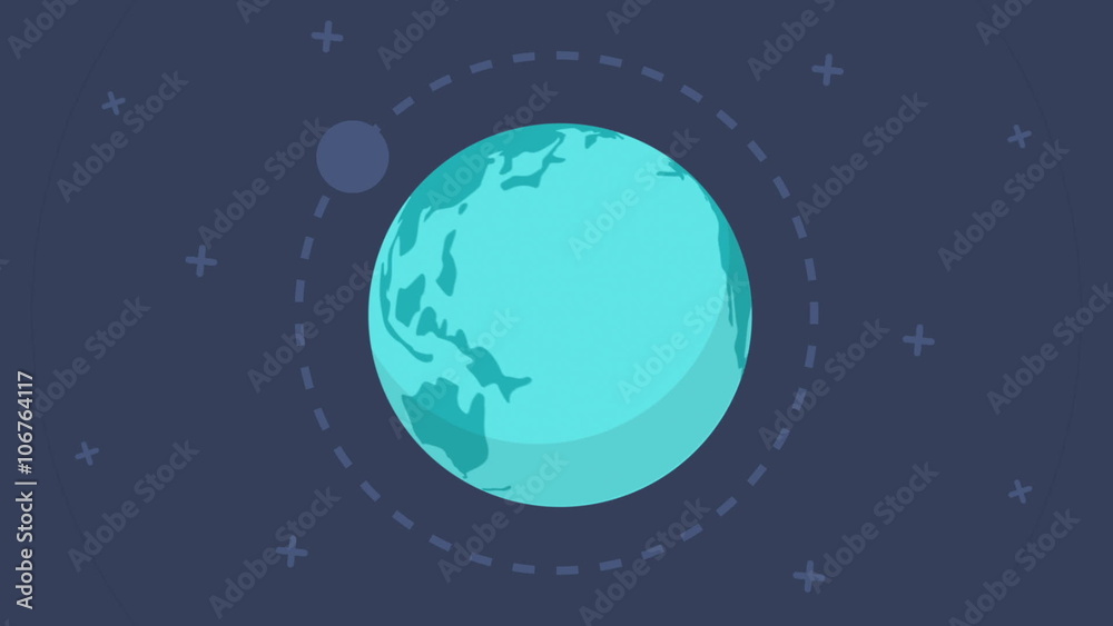 Flat design spinning Earth with communication network and satellites. This animation is a seamless loop. This is a series, check my portfolio for other color variations. 