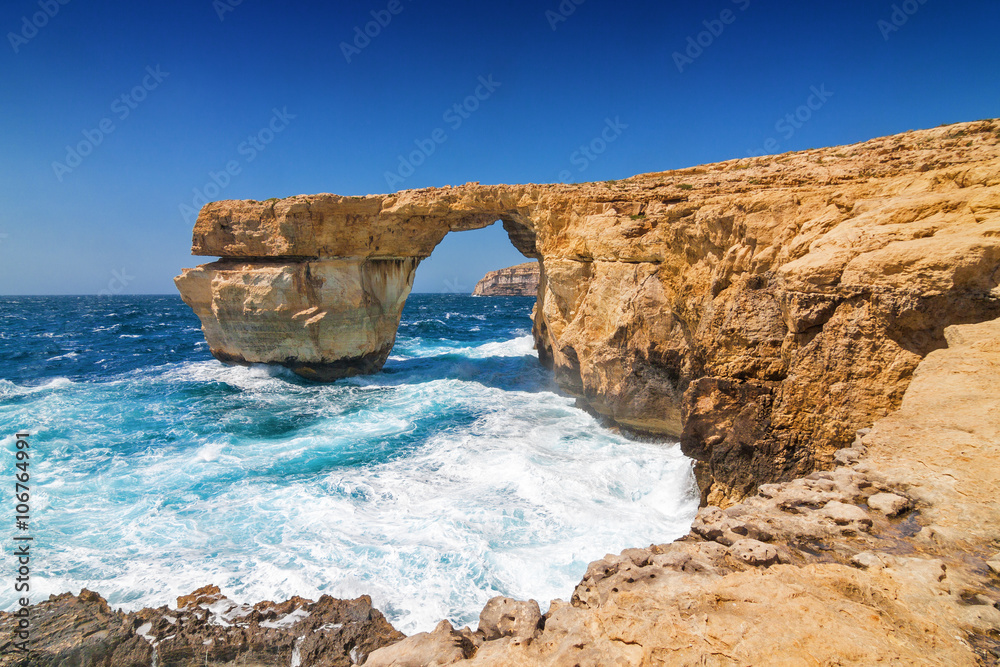 Natural arch Azure Window in Dwejra bay, Gozo, Malta.