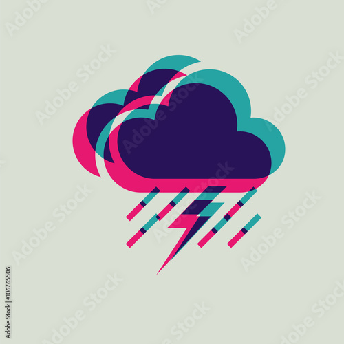 lightning rain cloud meteo icon