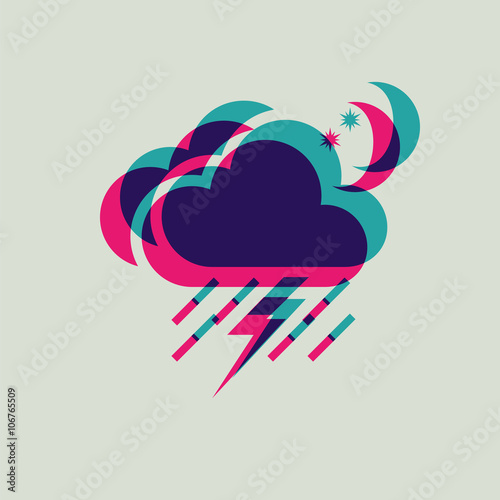 lightning rain cloud moon meteo icon