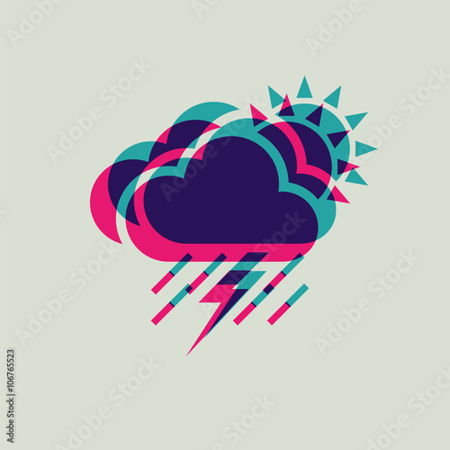 lightning rain cloud sun meteo icon