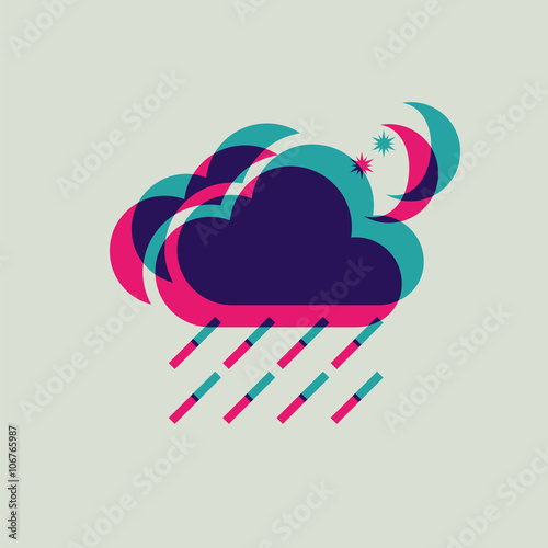rain cloud moon meteo icon