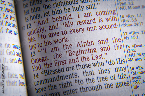 Canvas Print Bible text I am the Alpha and the Omega