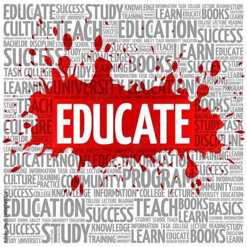 EDUCATE. Word education collage