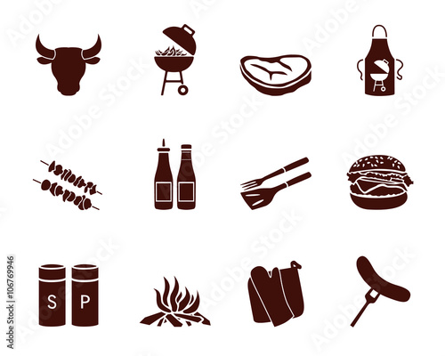 Icon Set Grillen - Braun
