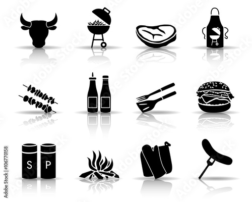 Icon Set Grillen - Schwarz (Schatten)
