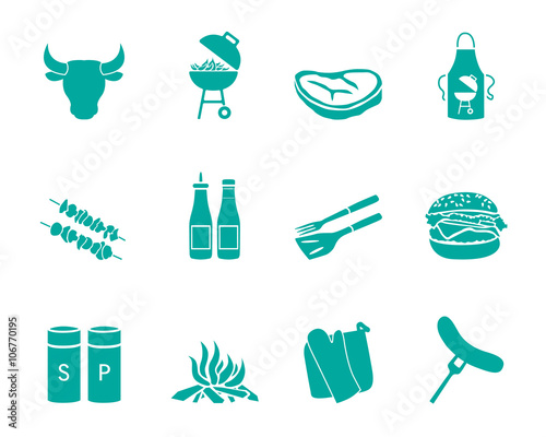 Icon Set Grillen - Türkis
