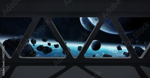 Fototapeta Naklejka Na Ścianę i Meble -  View of outer space from inside a space station