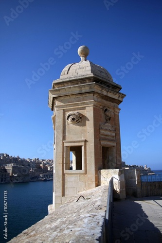 Watch tower in Valletta's fortifications, La Valletta, Malta