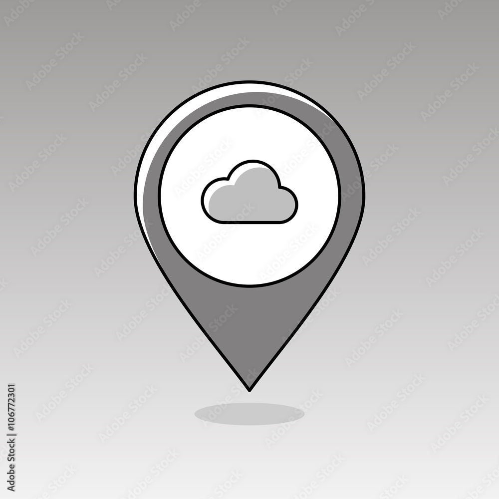 Cloud pin map icon. Meteorology. Weather Cloud pin map icon. Meteorology. Weather