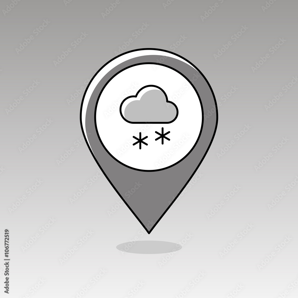 Cloud with Snow pin map icon. Meteorology. Weather Cloud with Snow pin map icon. Meteorology. Weather