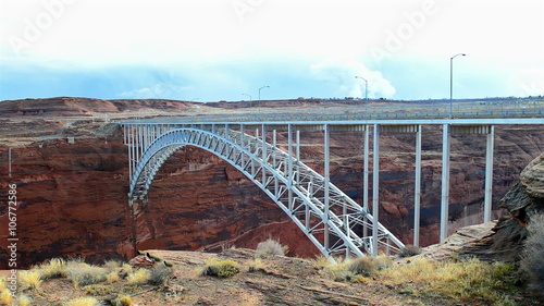 Beautiful elegant pedestrian bridge next to the Glen Canyon Dam photo