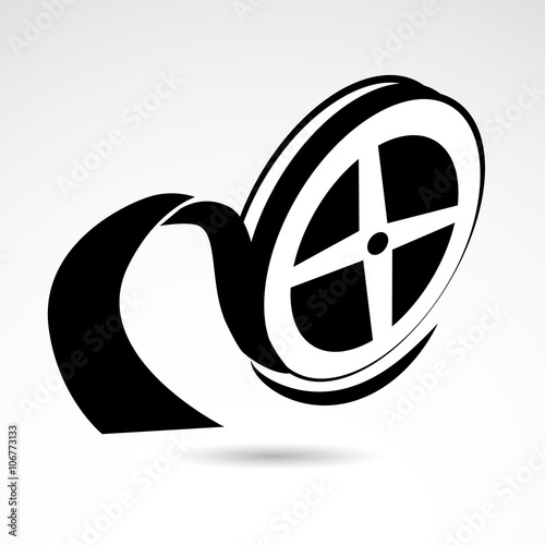 Film spool vector icon. 