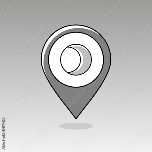 Young Moon outline pin map icon. Weather