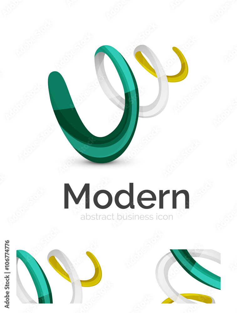 Abstract 3d swirl ribbon logo template with business card corporate identity design Abstract 3d swirl ribbon logo template with business card corporate identity design