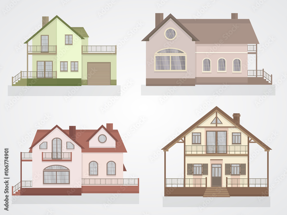 Vector set of houses icons.