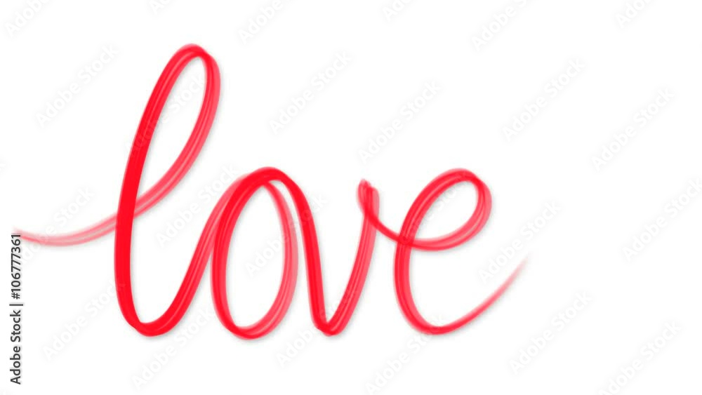 Word love written fluent motion on a white background
