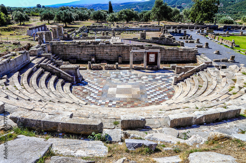 ruins of theater in ancient Messina, Greece, Europe