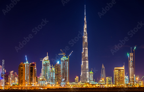Night view of Dubai Downtown