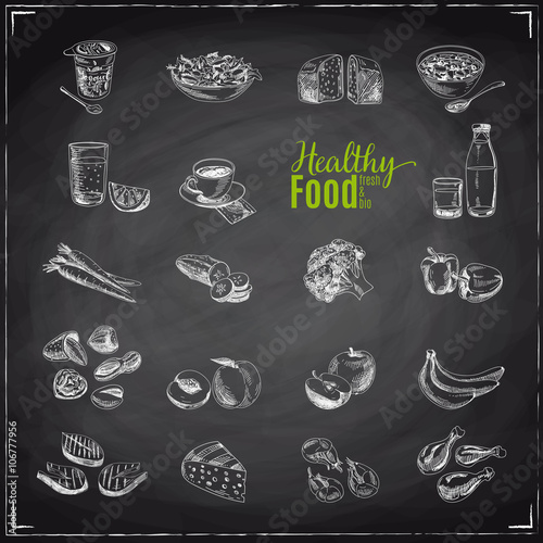 Vector set of healthy food.