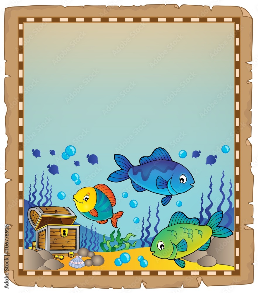 Naklejka premium Parchment with underwater theme 9