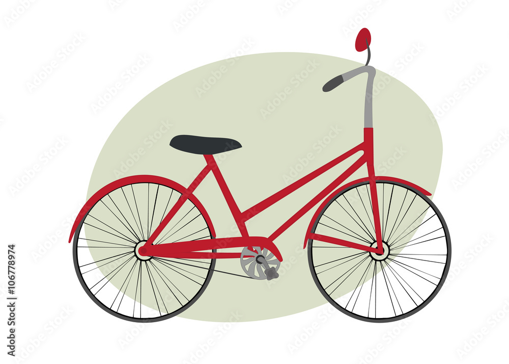 Red  bike on a white background.  Isolated.  Vector illustration.