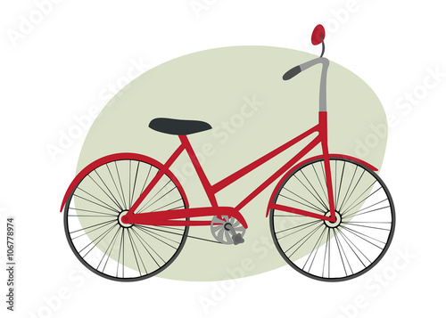 Red  bike on a white background.  Isolated.  Vector illustration.
