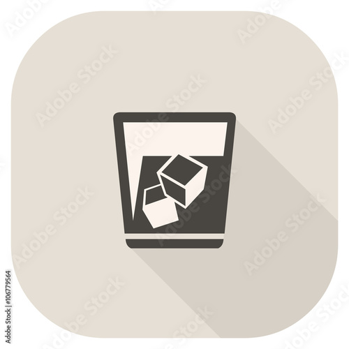 Vector icon illustration of a glass of whiskey.
Alcoholic flat icon cold drink.