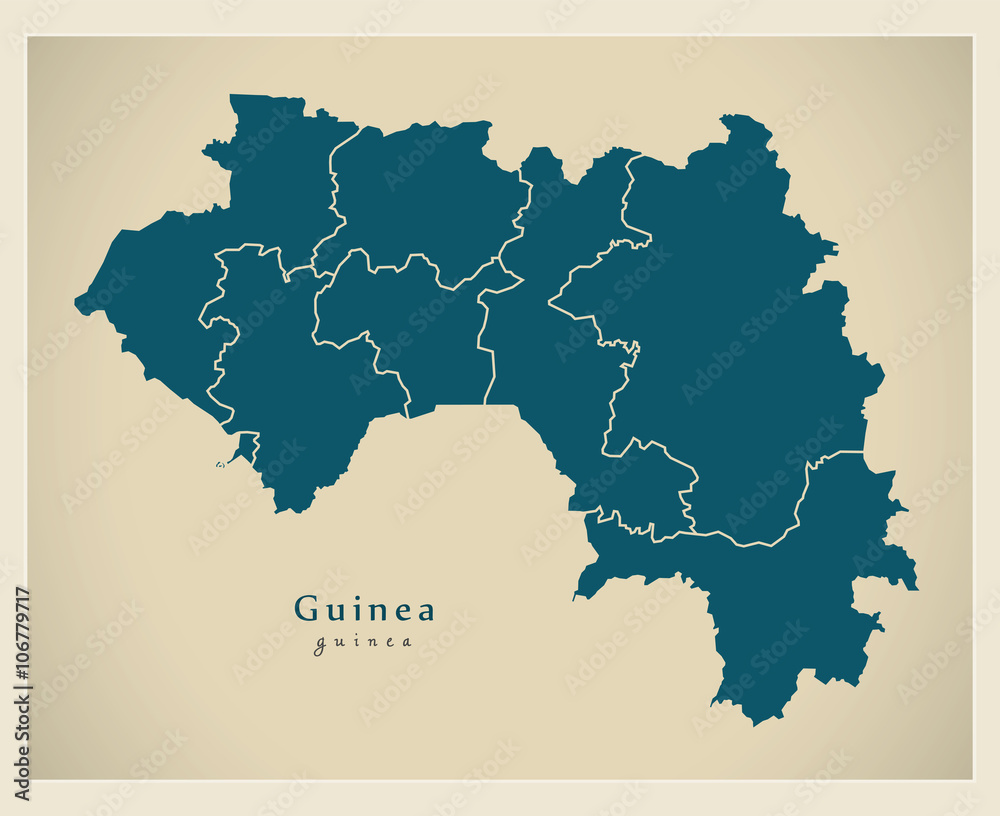 Modern Map - Guinea with regions GN