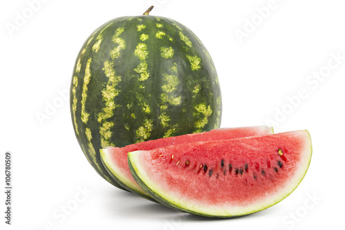 Sliced sweet ripe watermelons isolated on white background