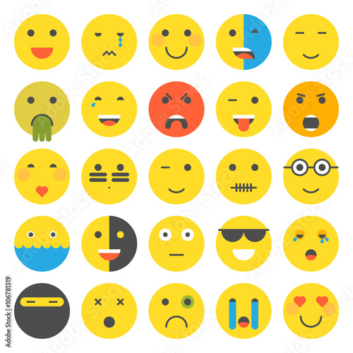 Set of Emoticons. Set of Emoji. Flat style illustrations