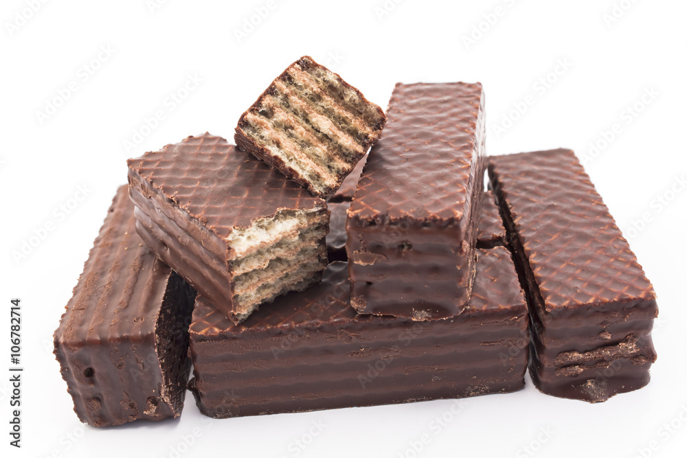 Chocolate wafers isolated on white Chocolate wafers isolated on white