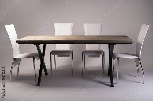 modern wooden table studio shot on white background