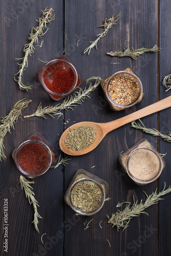 Spices on wood