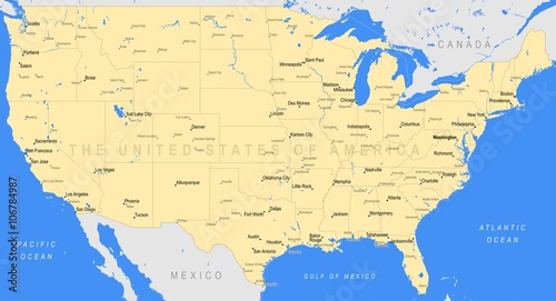 Detailed United States of America map | Vector a large color map of the USA