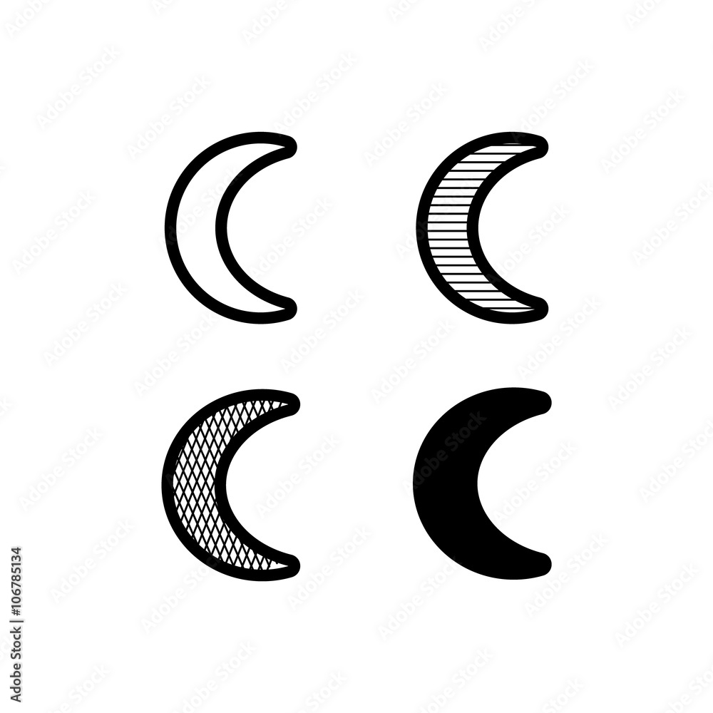 Naklejka premium Vector moon crescent icons set