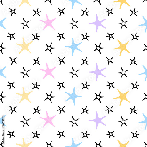 Seamless soft stars and moon baby night background