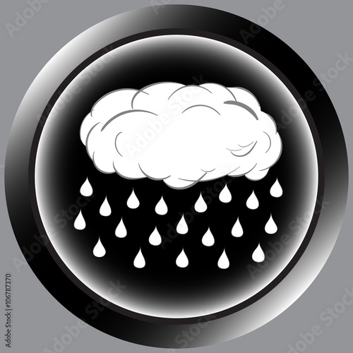 Black icon cloud with heavy rain