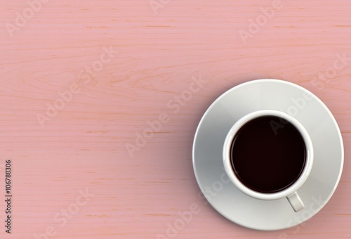 3D rendering coffee cup on pink wood table