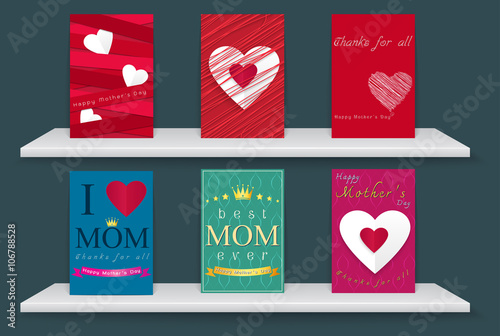 Poster happy mothers day abstract with White shelves. Vector background