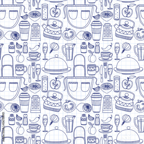 Vector doodle set of kitchenware items