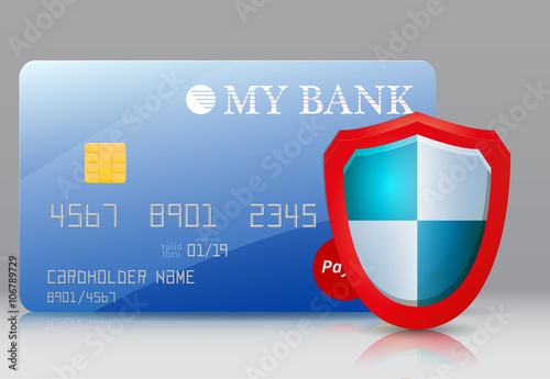 Secure bank card / Bank card and protects red shield