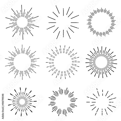 hand drawn sunburst set