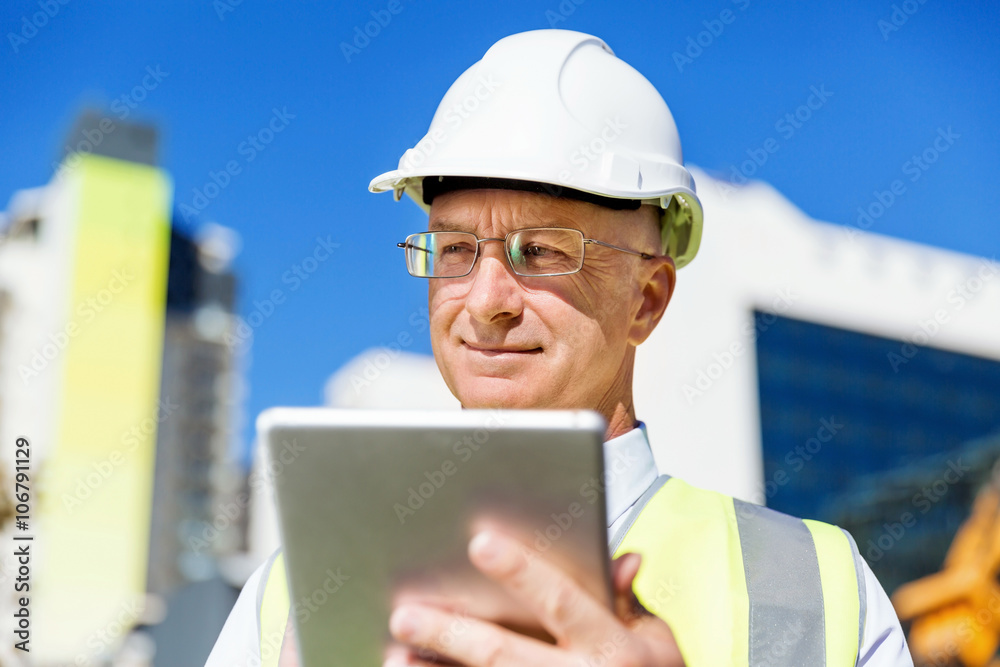 Engineer builder at construction site Engineer builder at construction site