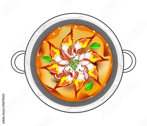Tom Yum Goong or Thai Sour Soup with Prawns