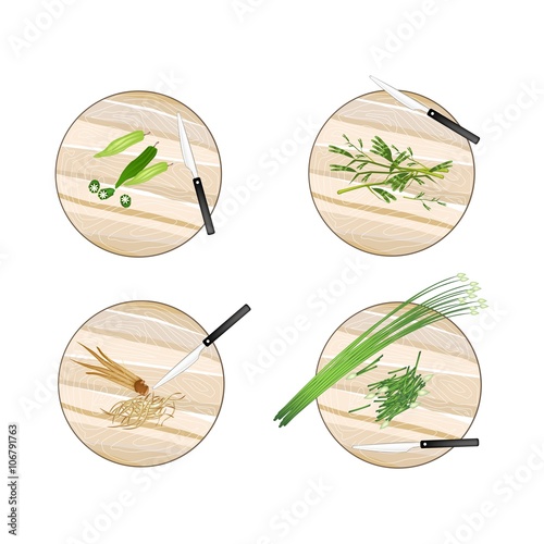 Garlic Chives, Water Mimosa, Okra and Fingerroot
