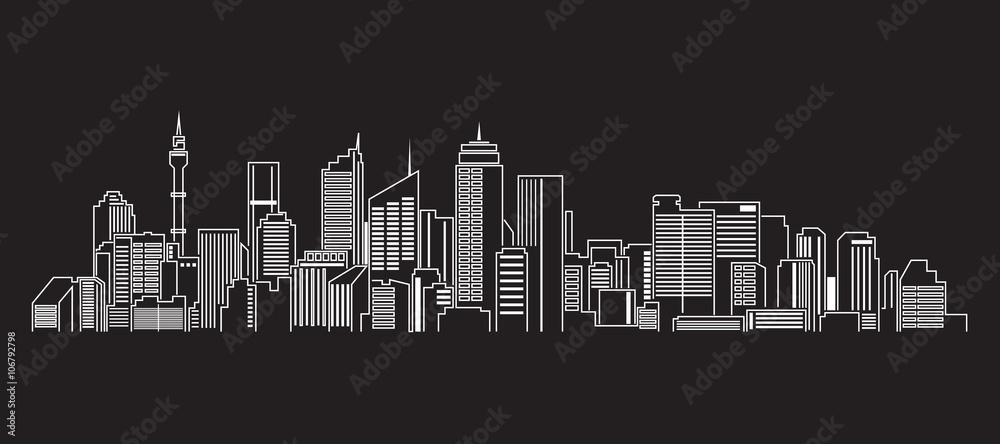 Fototapeta premium Cityscape Building Line art Vector Illustration design Sydney