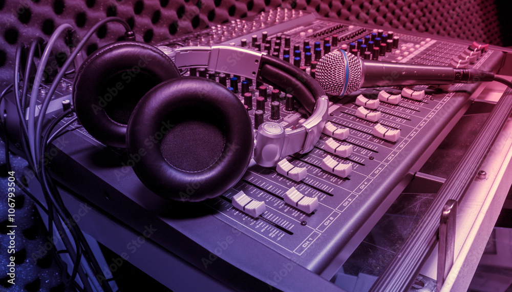 microphone,headphone,sound mixer background. Stock Photo | Adobe Stock